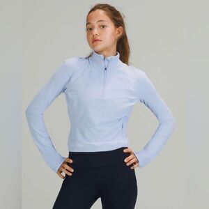 Lululemon Its Rulu Run Cropped Half-Zip in Blue Linen